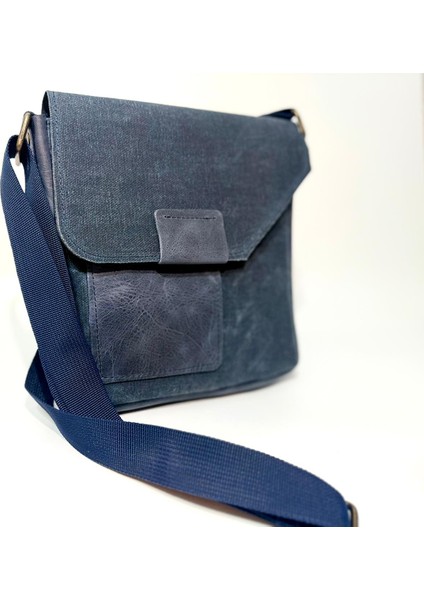 Natderi Hakiki Deri ve Kanvas Omuz Çantası | 20X21 cm | Ayarlanabilir Askılı, Ön Cepli Unisex Günlük Çanta modelleri