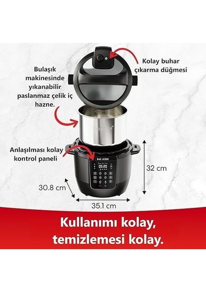 Pot Çoklu Pişirici , 5,7 Lt , 7in1 Düdüklü Tencere, Yavaş Pişirici, Pirinç Pişirici, Sote Tavası, Yoğurt Makinesi,yemek Isıtıcı, Siyah. indirimleri