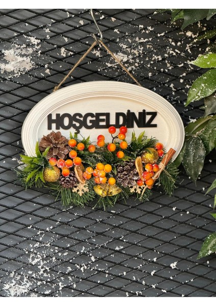 Yılbaşı Konsept Ahşap Kapı Süsü No:4