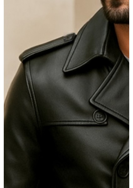 Lugano Hakiki Deri Erkek Siyah Trençkot fiyatları