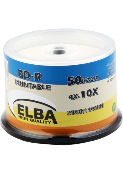 Blu-Ray Bd-R 10X 25GB 50Lİ Cake Box Prıntable