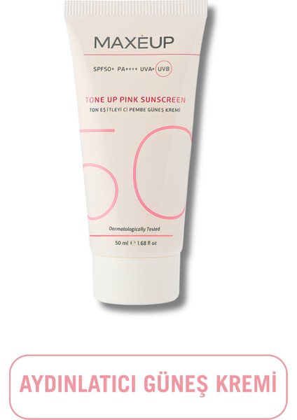 Pembe Ton Eşitleyici Aydınlatıcı Güneş Kremi | Hyaluronik Asit | 50 ML | SPF50+/PA++++