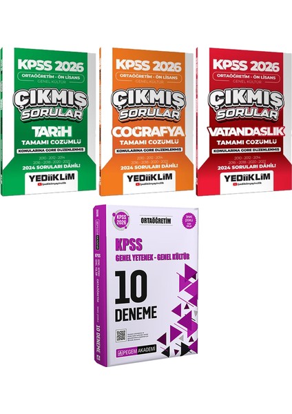 Ortaöğretim Ön Lisans Tarih Coğrafya Vatandaşlık Çıkmış - 2026 Kpss Ortaöğretim Çözümlü 10 Deneme