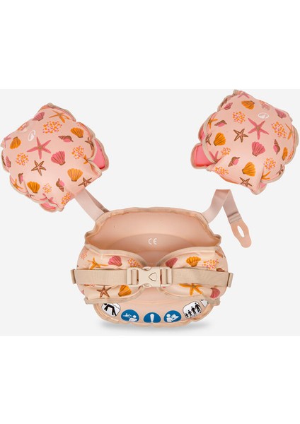 Çocuk Kolluk Kemer - 15/30 Kg - Bej - Deniz Kabuğu Desenli - Tiswim indirimleri