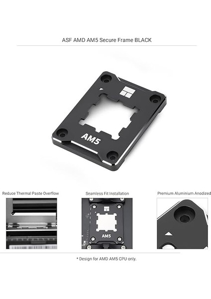Asf-Siyah Am5 Cpu Tutucu, Düzeltici Bükülme Önleyici Sabitleme Çerçevesi, Am5 Tam Fit Sabit Işaretsiz Montaj, Am5 Bükülme Önleyici Kontak Çerçevesi, Cpu Soğutucu Standardı modelleri