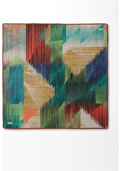 Kiremit Çizgi Desen Twill İpek Eşarp modelleri