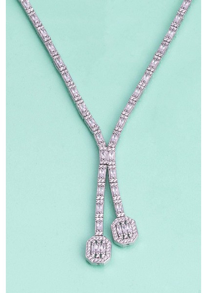 Su Yolu Süzme Baget Taşlı 925 Ayar Gümüş Kolye fırsatları