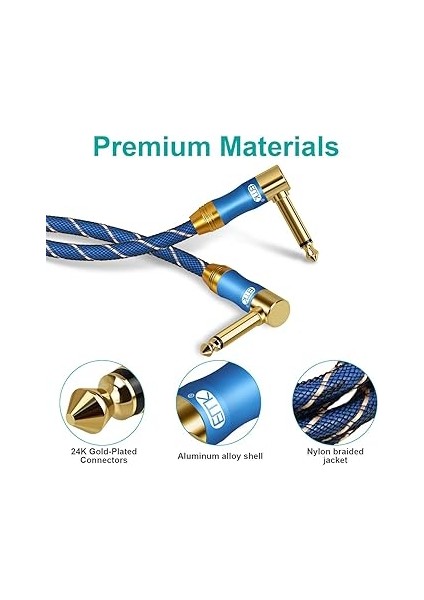 Gitar Yama Kablosu, 6,35 mm Gitar/bas Efektli Pedal Kabloları 1/4 Inç Dik Açılı Fişler 30 cm (6'lı Paket) modelleri