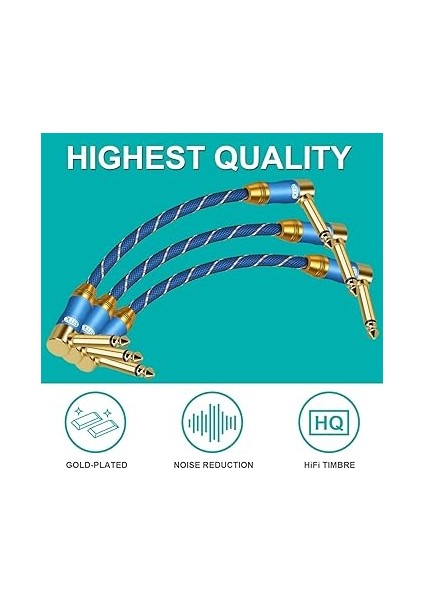 Gitar Yama Kablosu, 6,35 mm Gitar/bas Efektli Pedal Kabloları 1/4 Inç Dik Açılı Fişler 30 cm (6'lı Paket) fırsatları