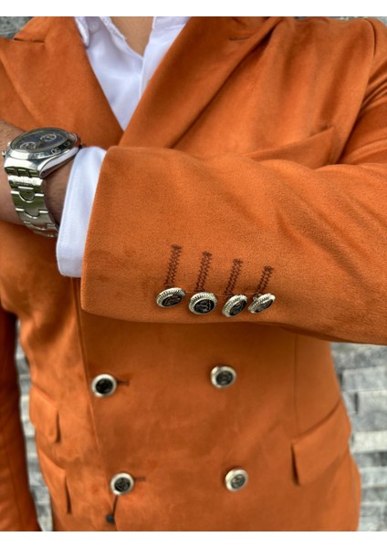 Erkek Süet Kruvaze Slim Fit Ceket modelleri