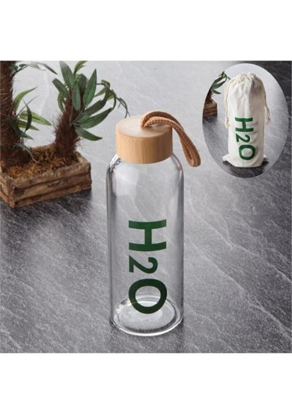 H2O Bambu Kapaklı Cam Matara Bez Kılıf Hediyeli 800 ml modelleri