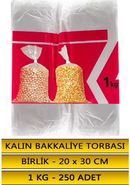 ( Birlik ) Kalın Bakkaliye Torbası 20 X 30 Cm 1 Kg 265 Adet - Buzdolabı Poşeti - Bakliyat Naylonu