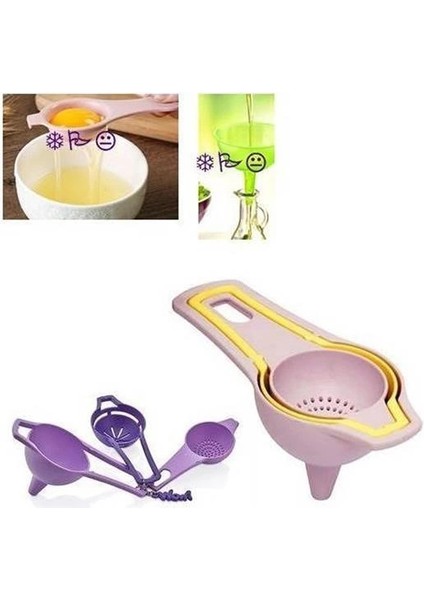 Pratik Yumurta Süzgeci Mini Süzgeç Huni Seti Hepsi Bir Arada