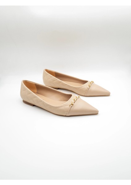 Aloria Kadın Kapitone Zincir Tokalı Babet Modern Detaylı Tasarım