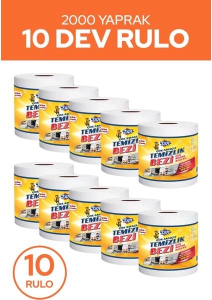 Dev Rulo Yeni 200 Adet Temizlik Bezi Çok Amaçlı Ultra Dayanıklı Bez *10 Adet
