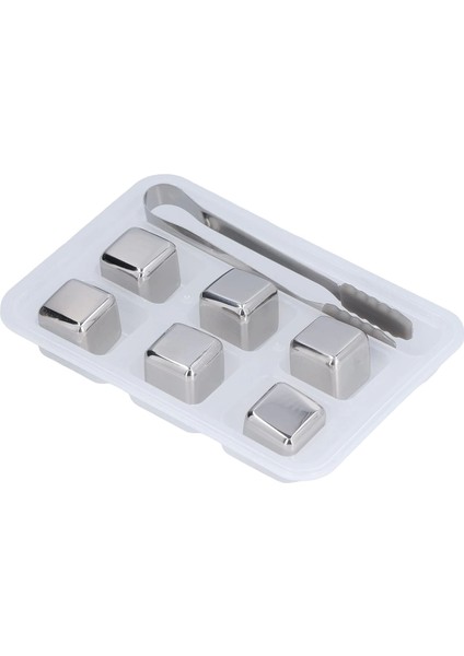 6'lı Çelik Metal Kaplama Viski Taşı Soğutma Buz Küpü - Lisinya