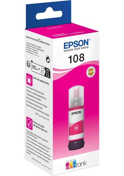 108 T09C3 Magenta Kırmızı Şişe Mürekkep T09C34A L18050-L8050