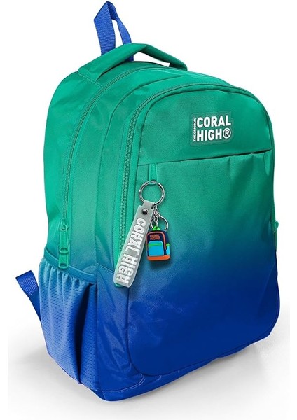 High Yeşil Saks Renk Geçişli Ilkokul Ortaokul ve Günlük Sırt Çantası - Erkek Çocuk