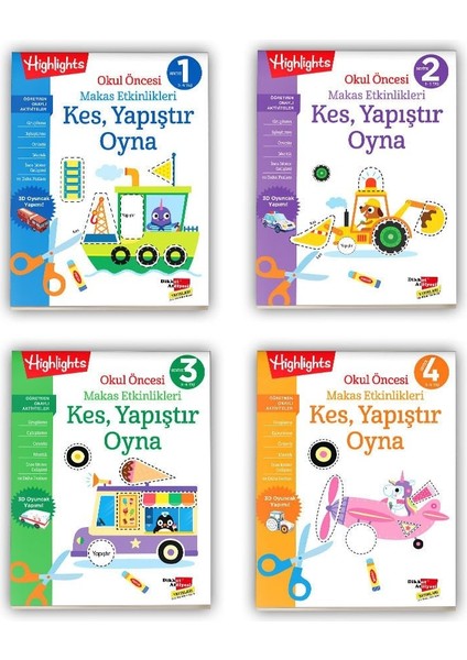 Okul Öncesi Makas Etkinlikleri Kes, Yapıştır, Oyna 4'lü Set