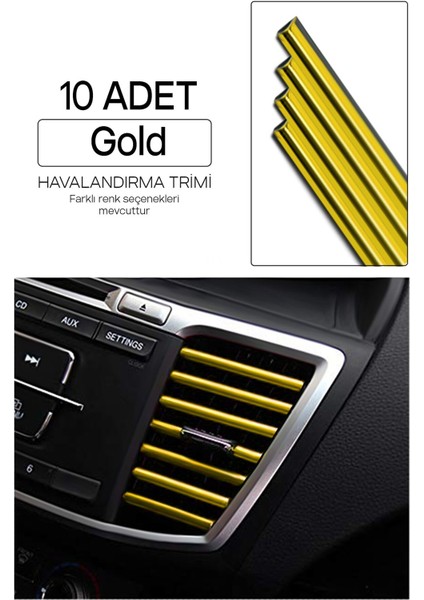 Araç Içi Klima Havalandırma Izgarası Dekoratif Şerit Trim Seti Gold