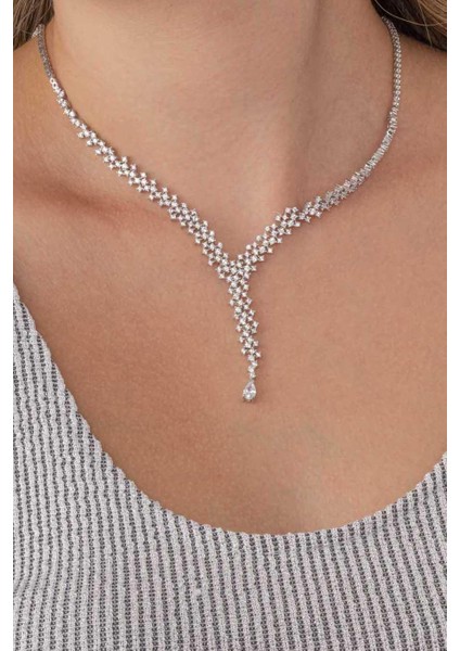 Pırlanta Montür 4 Tırnaklı Su Yolu 925 Ayar Gümüş Kolye modelleri