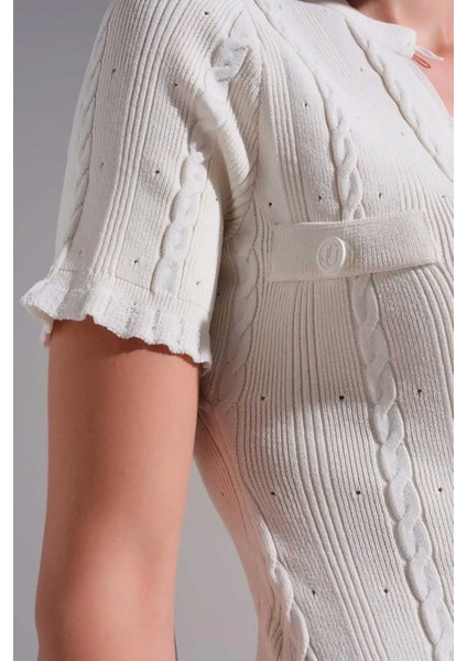 Kadın Düğme Detaylı Çan Midi Elbise - Ekru fırsatları