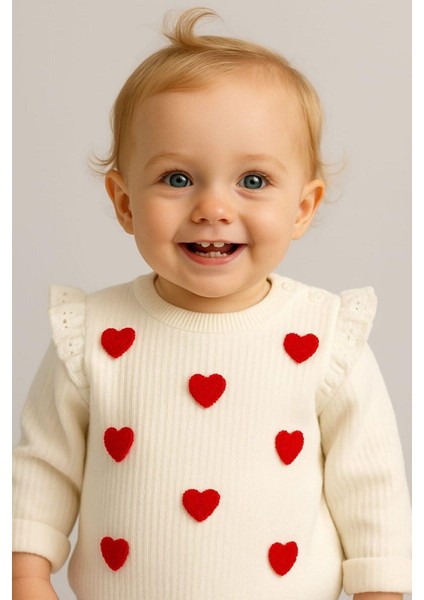 Kız Bebek/çocuk Love Kalp Nakışlı Omuzdan Çıtçıtlı Bebek Takımı 2li Alt Üst Mevsimlik Aylık 3-6-9-12 modelleri