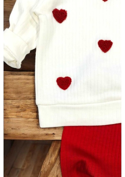 Kız Bebek/çocuk Love Kalp Nakışlı Omuzdan Çıtçıtlı Bebek Takımı 2li Alt Üst Mevsimlik Aylık 3-6-9-12 indirimleri