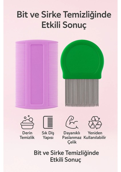 Selfbom-Lionesse Bit ve Sirke Tarağı Seti Metal Uçlu, Sık Dişli, Kolay Yıkanabilir, Yeniden Kullanılabilir fiyatları