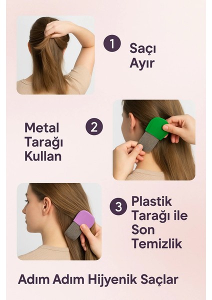 Selfbom-Lionesse Bit ve Sirke Tarağı Seti Metal Uçlu, Sık Dişli, Kolay Yıkanabilir, Yeniden Kullanılabilir modelleri