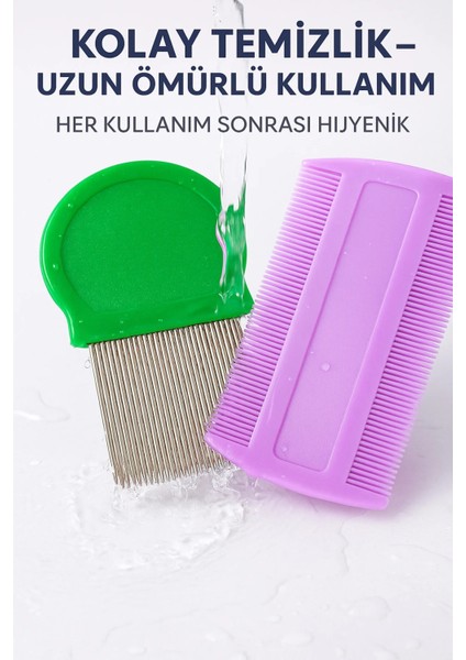 Selfbom-Lionesse Bit ve Sirke Tarağı Seti Metal Uçlu, Sık Dişli, Kolay Yıkanabilir, Yeniden Kullanılabilir