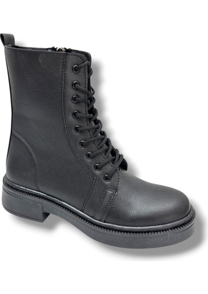 K-92-26 Anatomik Cilt Deri Fermuarlı Bağcıklı Postal Kadın Bot