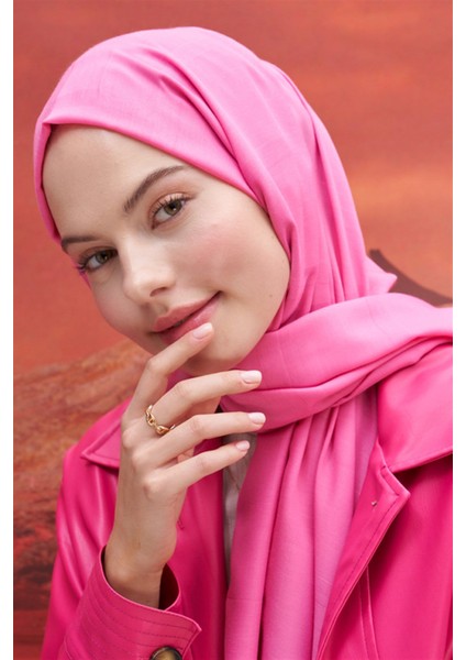 Kare Desen Modal Jakar Şal Koyu Pembe