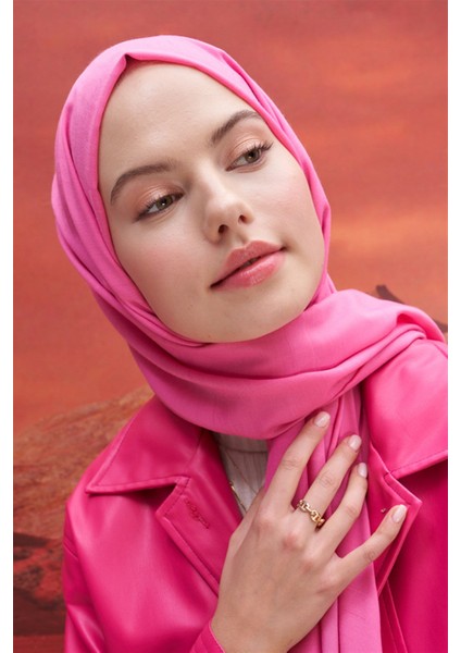 Kare Desen Modal Jakar Şal Koyu Pembe fiyatları