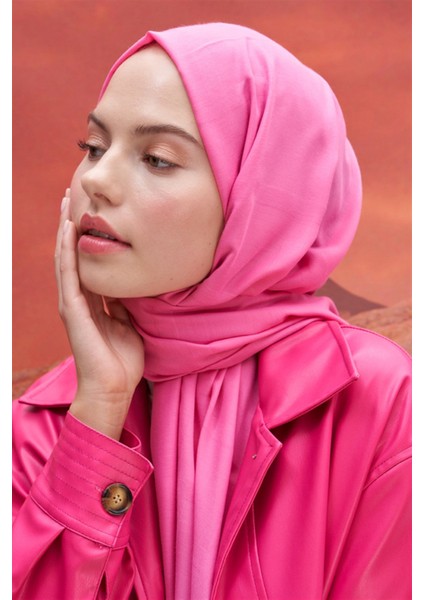 Kare Desen Modal Jakar Şal Koyu Pembe modelleri