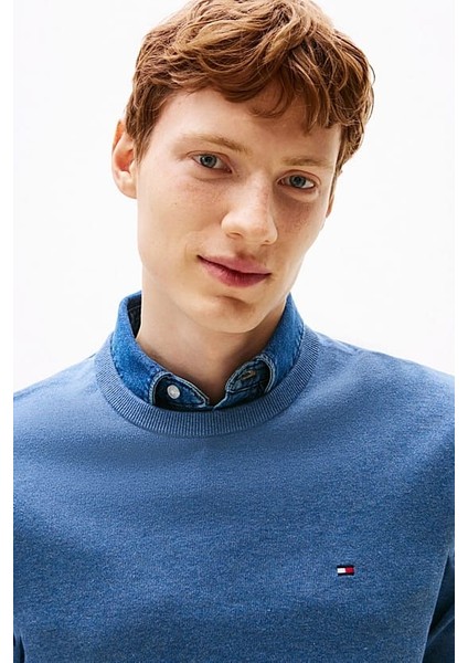 Erkek Regular Fit Bisiklet Yaka Kazak - Mavi fırsatları