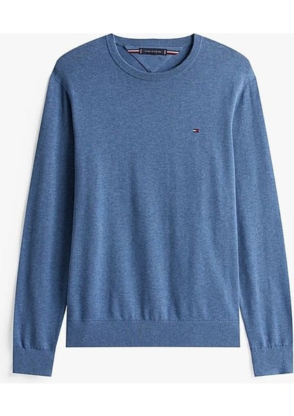 Erkek Regular Fit Bisiklet Yaka Kazak - Mavi indirimleri