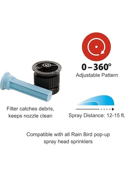 Bird HEVAN155PK Yüksek Verimli Püskürtme Nozulu, 0° - 360° Ayarlanabilir Desen, 12' - 15' Püskürtme Mesafesi, 5'li Paket fiyatları