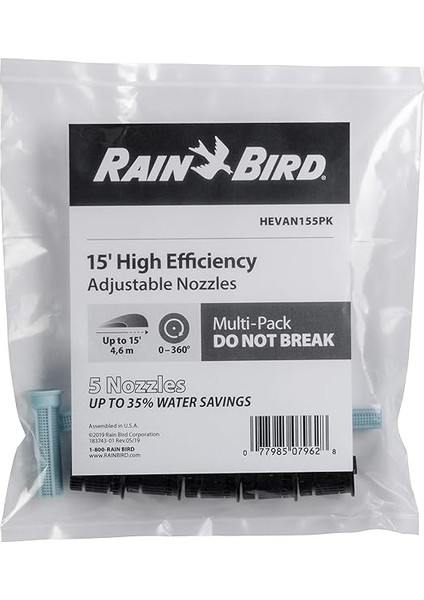 Bird HEVAN155PK Yüksek Verimli Püskürtme Nozulu, 0° - 360° Ayarlanabilir Desen, 12' - 15' Püskürtme Mesafesi, 5'li Paket modelleri