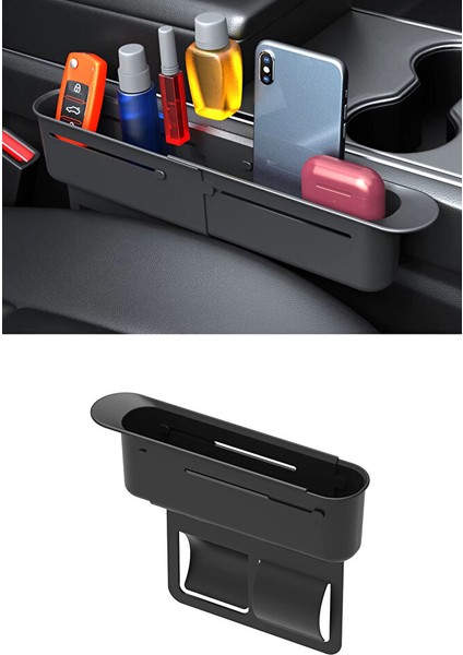 Yeni Nesil Uzayabilen Ayarlı Koltuk Arası Cep Eşya Düzenleyici Boşluk Doldurma Organizeri Siyah