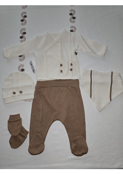 Düğme Detaylı 5li Erkek Hastane Çıkışı Zıbın Set fiyatları