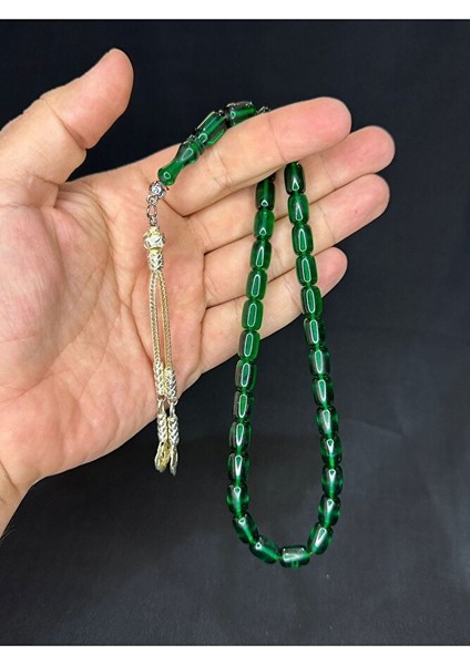 Toz Kehribar Tesbih Yeşil Renkli Kapsül Kesim 11MMX7,5MM T-569 fırsatları