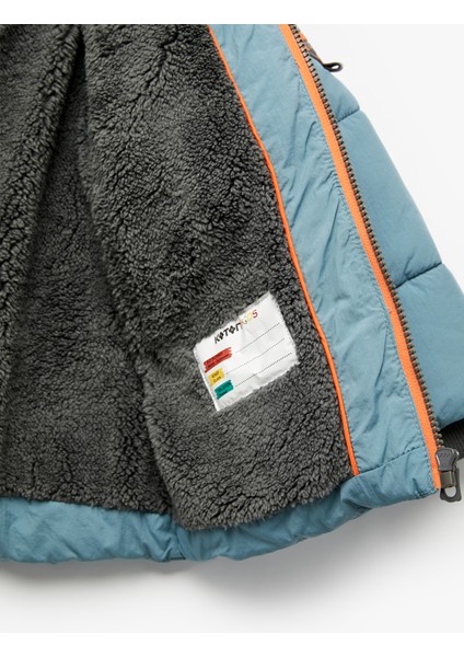 Uzun Kollu Cepli Içi Suni Kürklü Kapşonlu Şişme Mont indirimleri