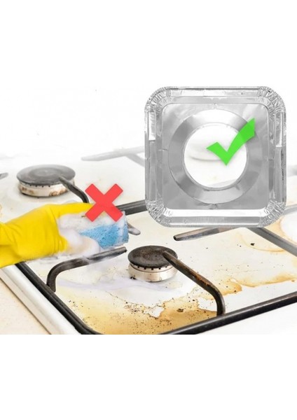 Kare Ocak Üstü Yağ Koruyucu Alüminyum Levha 23*23 cm 10 Adet (5324) fırsatları