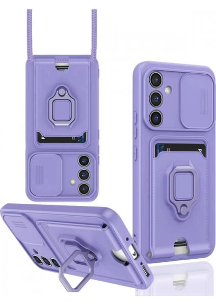 Samsung Galaxy A36 Kılıf Zuma Kartvizitli Yüzüklü Silikon - Lila (K95)