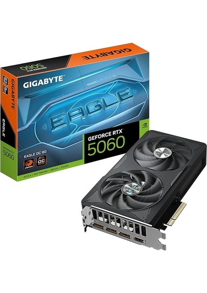 Geforce Rtx 5060 Eagle Oc 8g Ekran Kartı - 8gb Gddr7, 128BIT, Pcı-E 5.0, 2550 Mhz Çekirdek Hızı, 3 x Displayport, 1 x Hdmı, GV-N5060EAGLE Oc-8gd