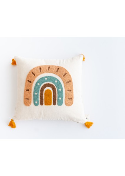 El Işçiliği Gökkuşağı Desen Punch Çocuk Kırlenti – Buldan Dokuması (43X43 Cm)