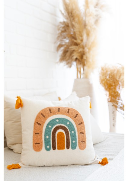 El Işçiliği Gökkuşağı Desen Punch Çocuk Kırlenti – Buldan Dokuması (43X43 Cm) fiyatları