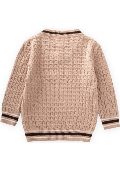 Saç Örgü V Yaka Kazak 2-9 Yaş Bej fiyatları