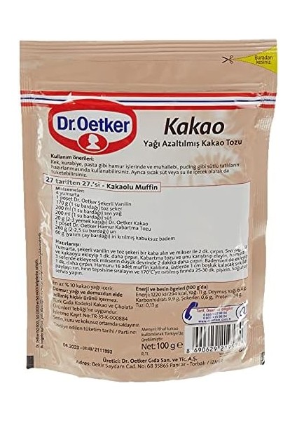 Dr. Oetker 100 gr Kakao fiyatları